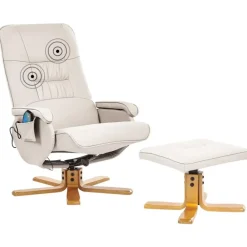 Leen Bakker RELAXPRO - Relaxfauteuil met voetenbank - Lichtbeige - Kunstleer
