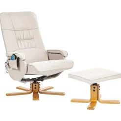 Leen Bakker RELAXPRO - Relaxfauteuil met voetenbank - Lichtbeige - Kunstleer
