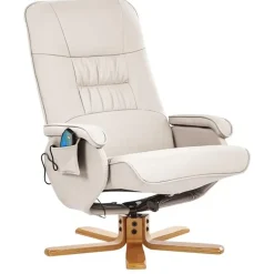 Leen Bakker RELAXPRO - Relaxfauteuil met voetenbank - Lichtbeige - Kunstleer
