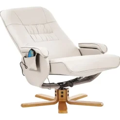 Leen Bakker RELAXPRO - Relaxfauteuil met voetenbank - Lichtbeige - Kunstleer