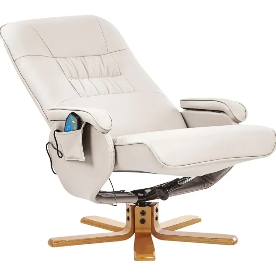 Leen Bakker RELAXPRO - Relaxfauteuil met voetenbank - Lichtbeige - Kunstleer