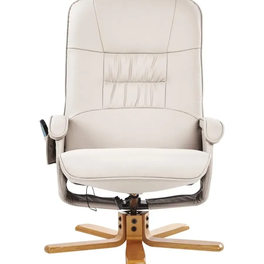 Leen Bakker RELAXPRO - Relaxfauteuil met voetenbank - Lichtbeige - Kunstleer