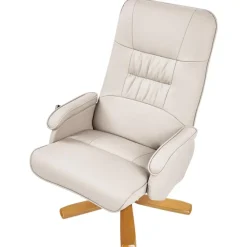 Leen Bakker RELAXPRO - Relaxfauteuil met voetenbank - Lichtbeige - Kunstleer