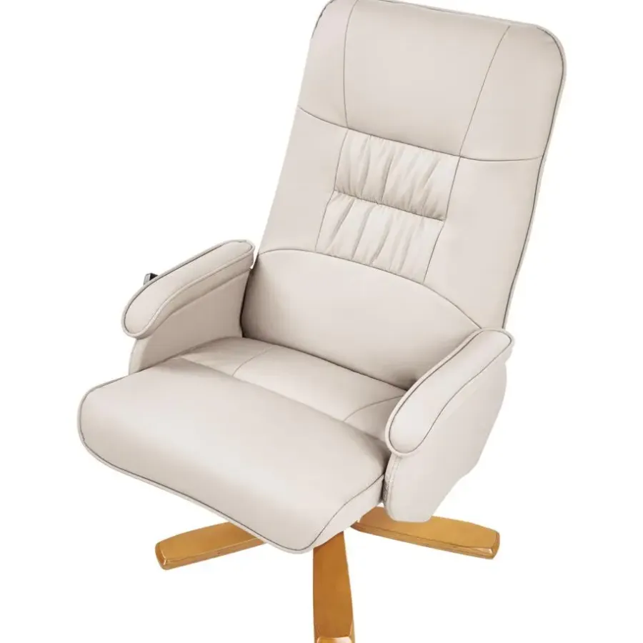 Leen Bakker RELAXPRO - Relaxfauteuil met voetenbank - Lichtbeige - Kunstleer