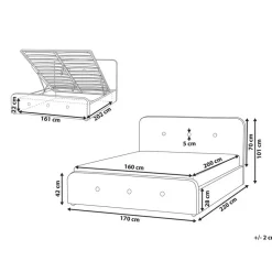 Beliani RENNES - Bed met opbergruimte - Grijs - 160x200 cm - Polyester