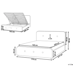 Beliani RENNES - Bed met opbergruimte - Grijs - 160x200 cm - Polyester