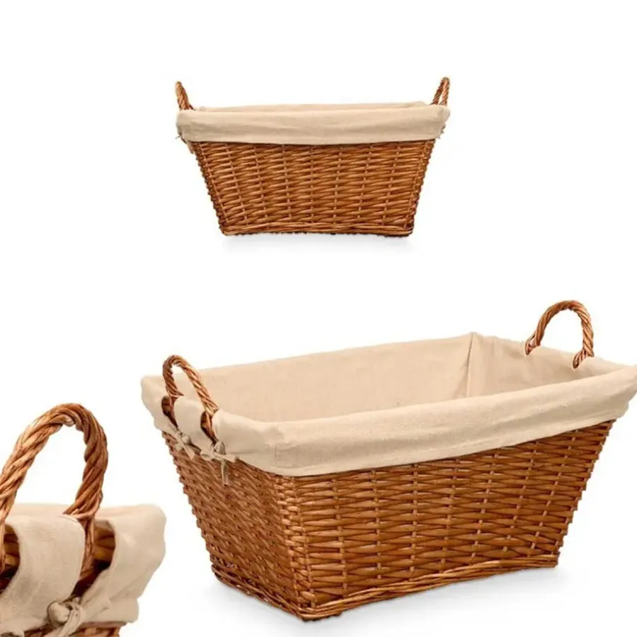 Kipit Rieten opberg mand - gevlochten riet - bruin - 65 x 43 x 35 cm
