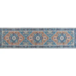 Beliani RITAPURAM - Laagpolig vloerkleed - Blauw - 80 x 300 cm - Polyester