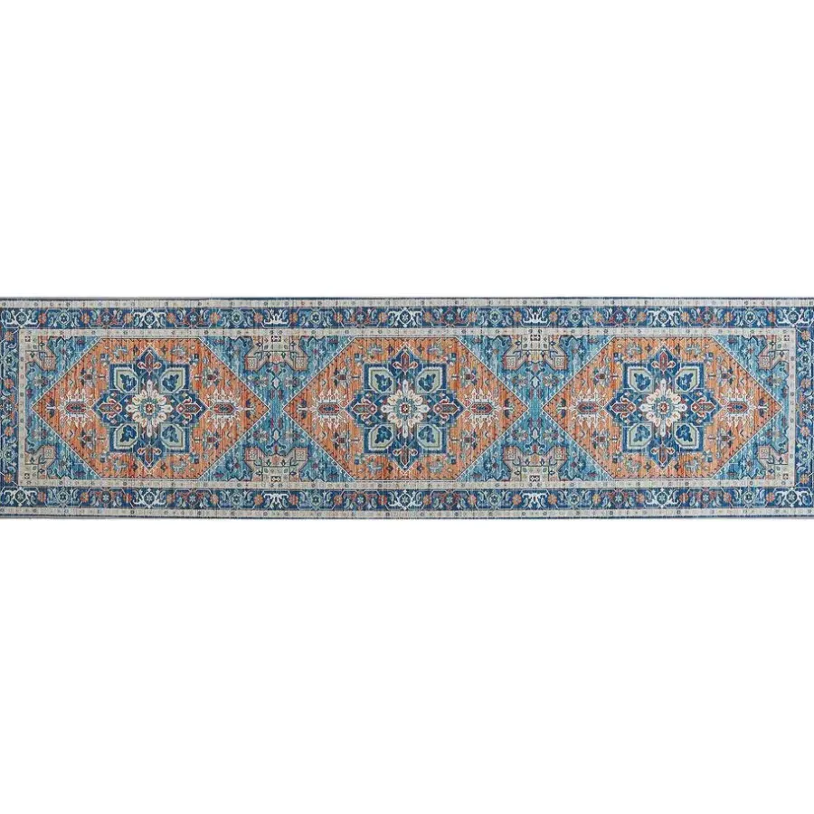 Beliani RITAPURAM - Laagpolig vloerkleed - Blauw - 80 x 300 cm - Polyester