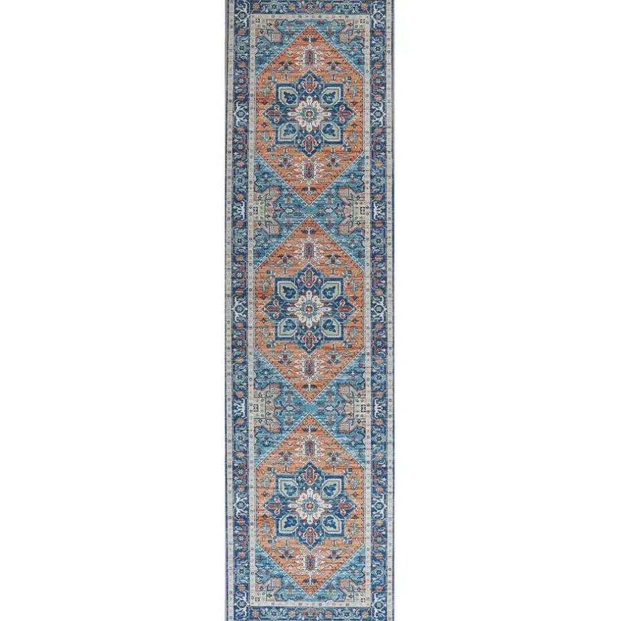 Beliani RITAPURAM - Laagpolig vloerkleed - Blauw - 80 x 300 cm - Polyester