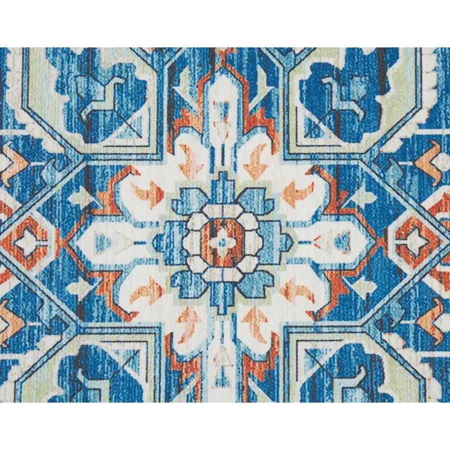 Beliani RITAPURAM - Laagpolig vloerkleed - Blauw - 80 x 300 cm - Polyester