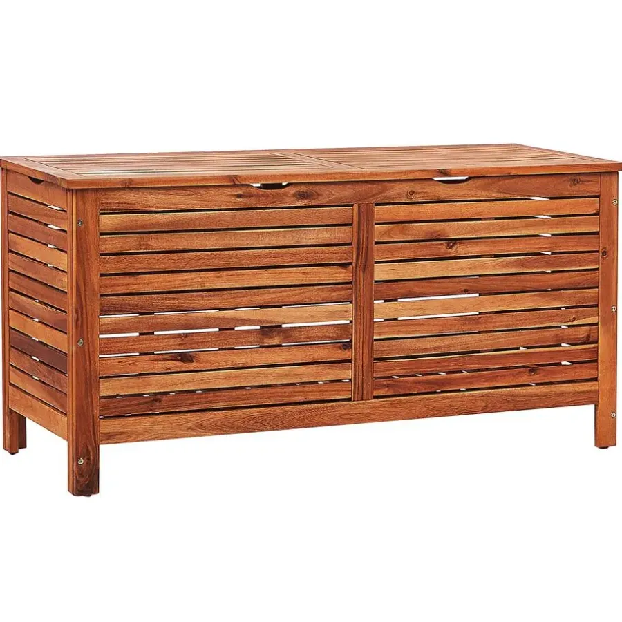 Kussenboxen-Beliani RIVIERA - Kussenbox - Donkere houtkleur - 130 cm - Acaciahout