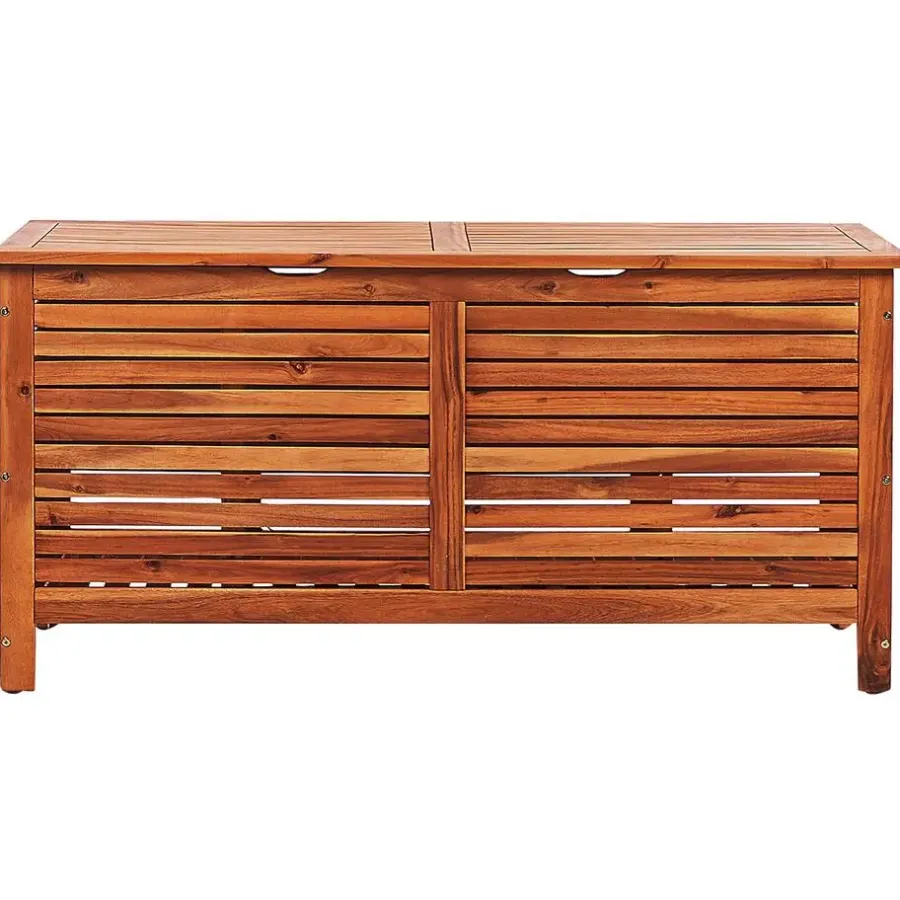 Kussenboxen-Beliani RIVIERA - Kussenbox - Donkere houtkleur - 130 cm - Acaciahout