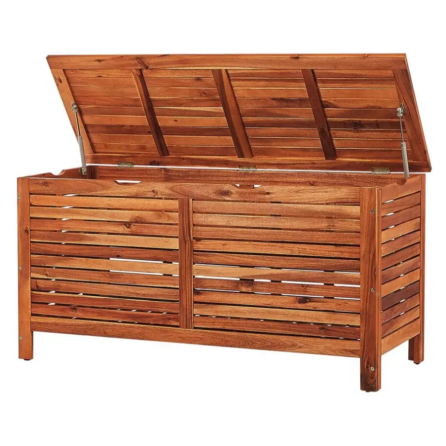Kussenboxen-Beliani RIVIERA - Kussenbox - Donkere houtkleur - 130 cm - Acaciahout