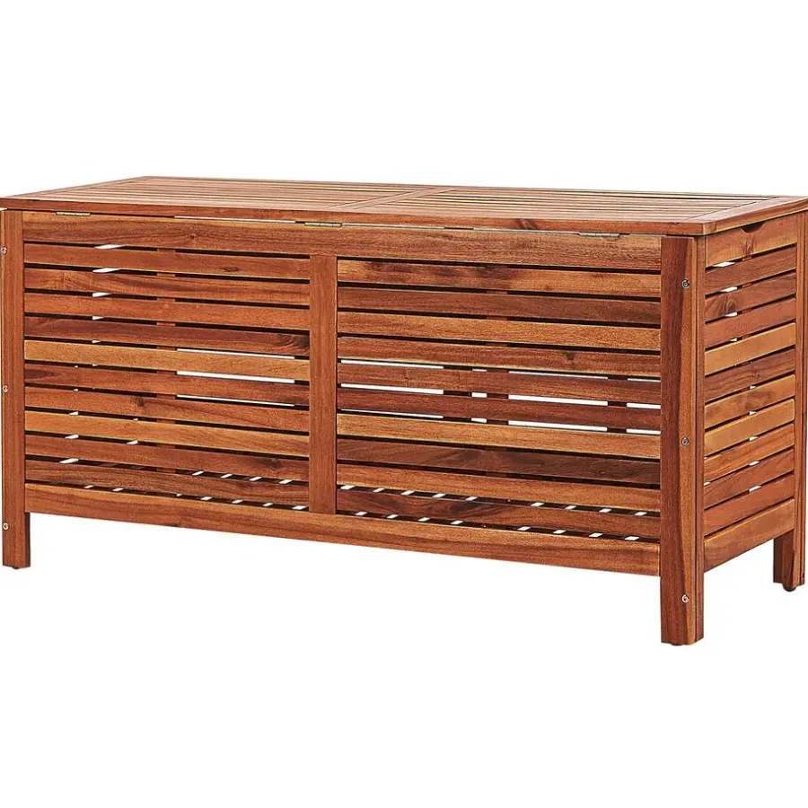 Kussenboxen-Beliani RIVIERA - Kussenbox - Donkere houtkleur - 130 cm - Acaciahout