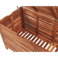 Kussenboxen-Beliani RIVIERA - Kussenbox - Donkere houtkleur - 130 cm - Acaciahout
