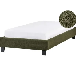 1-Persoons Bedden-Beliani ROANNE - Eenpersoonsbed - Donkergroen - 90 x 200 cm - Bouclé