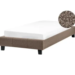 Beliani ROANNE - Eenpersoonsbed - Taupe - 90 x 200 cm - Bouclé