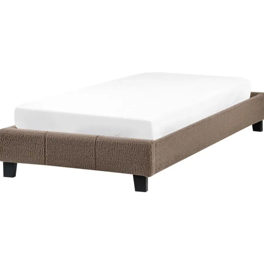 Beliani ROANNE - Eenpersoonsbed - Taupe - 90 x 200 cm - Bouclé
