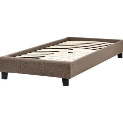 Beliani ROANNE - Eenpersoonsbed - Taupe - 90 x 200 cm - Bouclé