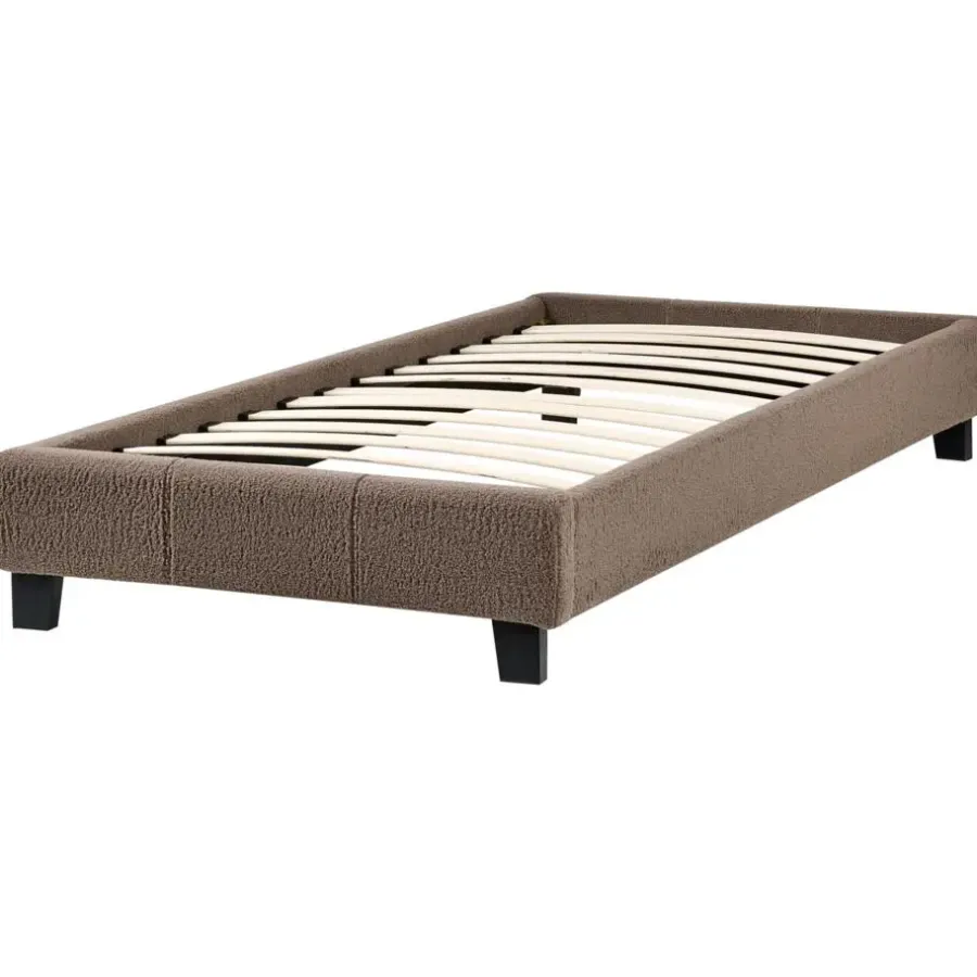 Beliani ROANNE - Eenpersoonsbed - Taupe - 90 x 200 cm - Bouclé
