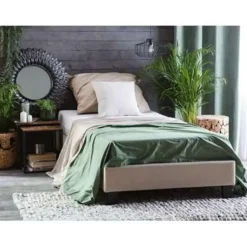 1-Persoons Bedden-Beliani ROANNE - Kinderbed - Beige - 90 x 200 cm - Polyester