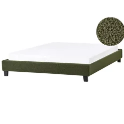Beliani ROANNE - Tweepersoonsbed - Donkergroen - 140 x 200 cm - Bouclé