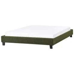 Beliani ROANNE - Tweepersoonsbed - Donkergroen - 140 x 200 cm - Bouclé