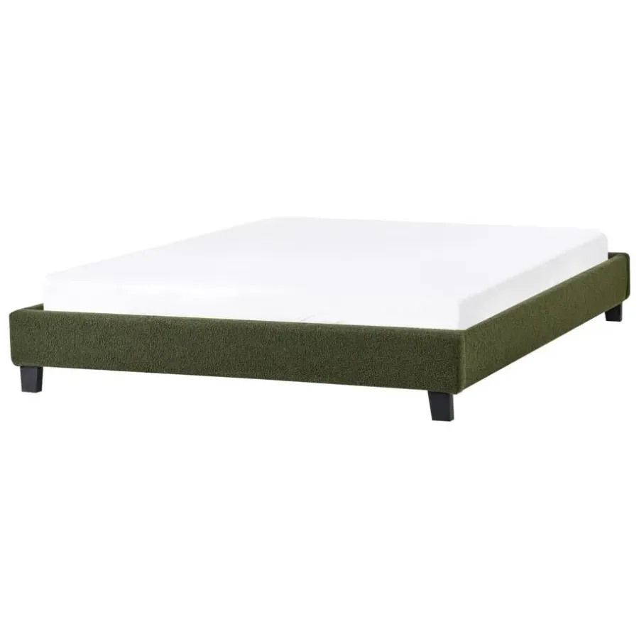 Beliani ROANNE - Tweepersoonsbed - Donkergroen - 140 x 200 cm - Bouclé