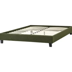 Beliani ROANNE - Tweepersoonsbed - Donkergroen - 140 x 200 cm - Bouclé