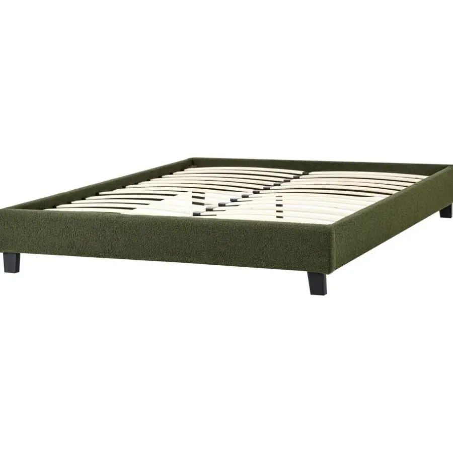 Beliani ROANNE - Tweepersoonsbed - Donkergroen - 140 x 200 cm - Bouclé