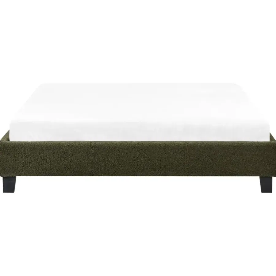 Beliani ROANNE - Tweepersoonsbed - Donkergroen - 140 x 200 cm - Bouclé