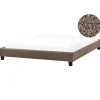 2-Persoons Bedden-Beliani ROANNE - Tweepersoonsbed - Taupe - 180 x 200 cm - Bouclé