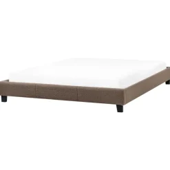 2-Persoons Bedden-Beliani ROANNE - Tweepersoonsbed - Taupe - 180 x 200 cm - Bouclé