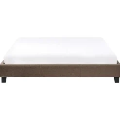2-Persoons Bedden-Beliani ROANNE - Tweepersoonsbed - Taupe - 180 x 200 cm - Bouclé