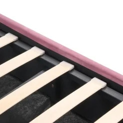 2-Persoons Bedden-Beliani ROCHEFORT - Tweepersoonsbed - Roze - 160 x 200 cm - Fluweel