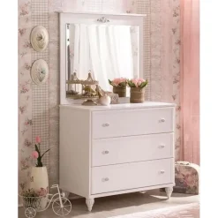 Leen Bakker Romance commode kinderladekast meisjes met spiegel