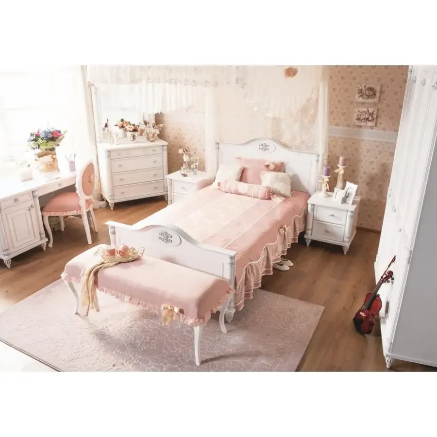 Kinderbedden-Merkloos Romantic twijfelaar meisjes bed 200 x 120 cm