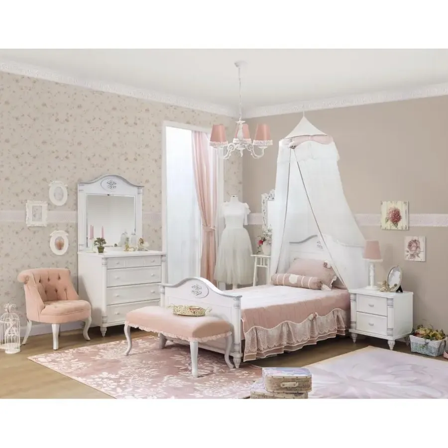 Kinderbedden-Merkloos Romantic twijfelaar meisjes bed 200 x 120 cm