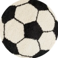 Vloerkleden|Vloerkleden Kinderkamer-Muratap Rond Fun Voetbal Vloerkleed Kinderkamer - Ø100 cm - Zwart Wit - Kids Speeltapijt