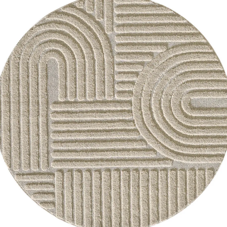 Muratap Rond Modern Japandi Vloerkleed - Beige - Boho Scandinavisch - Ø200 cm Laagpolig