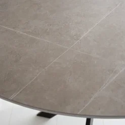 Industriële Eettafels|Ronde Eettafels-Dimehouse Ronde eettafel Yuna Ø150 cm marmerlook grijs - Stoneware - Grijs