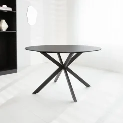 Dimehouse Ronde eettafel Yuna Ø150 cm marmerlook zwart - Stoneware - Zwart