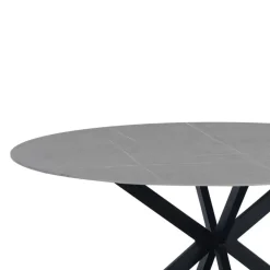 Dimehouse Ronde eettafel Yuna Ø130 cm marmerlook grijs - Stoneware - Grijs