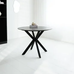Dimehouse Ronde eettafel Yuna Ø130 cm marmerlook grijs - Stoneware - Grijs