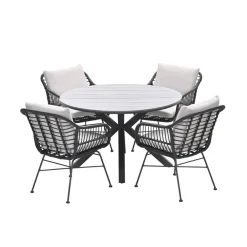 Garden Impressions Ronde 4-persoons tuinset - Edison tafel - 4 Margriet stoelen
