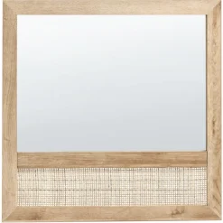 Spiegels-Leen Bakker ROSELL - Wandspiegel - Lichthout - 60 x 60 cm - Vezelplaat
