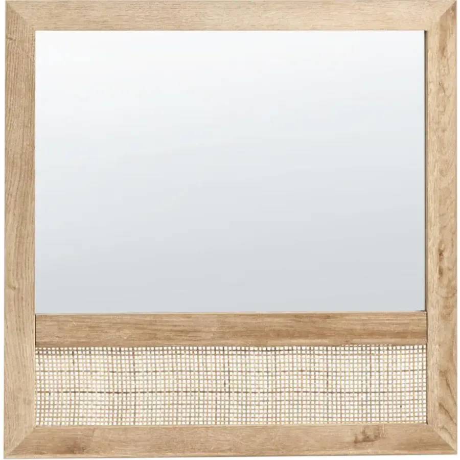 Spiegels-Leen Bakker ROSELL - Wandspiegel - Lichthout - 60 x 60 cm - Vezelplaat