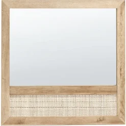 Spiegels-Leen Bakker ROSELL - Wandspiegel - Lichthout - 60 x 60 cm - Vezelplaat