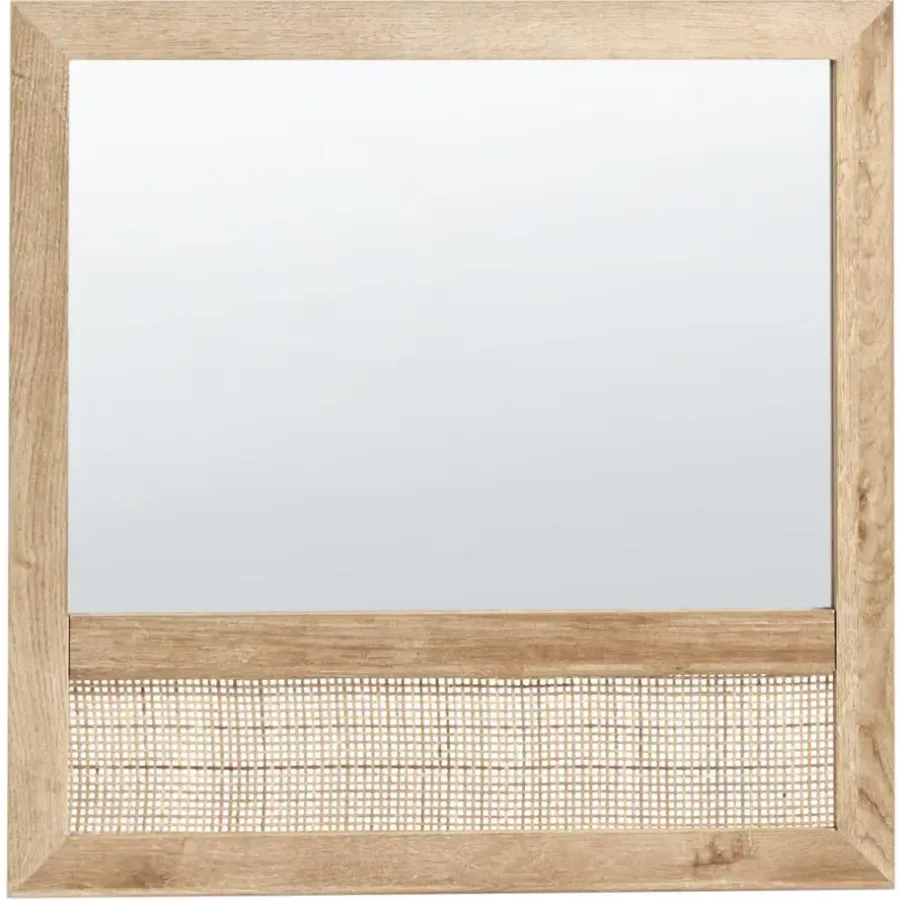Spiegels-Leen Bakker ROSELL - Wandspiegel - Lichthout - 60 x 60 cm - Vezelplaat